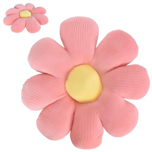 Blumen Bodenkissen, 40cm*40cm Blumenbodenkissen Tatami, Blumen Bodenkissen Für Kinder, Weiche, Plüschkissen Mit Füllung, Zierkissen Bezug Baumwolle, Sitzkissen Bürostuhl Süß Für Schlafzimmer (Rosa) von Colexy