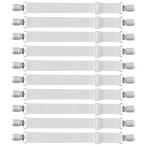 Colexy 10 Stück Bettlakenspanner Verstellbar,50-230cm Elastische Betttuchspanner mit Metallclips, Spanngurte für Bettlaken Sofa Matratze(Weiß Colexy 10 Stück Bettlakenspanner Verstellbar,50-230cm Elastische Betttuchspanner mit Metallclips, Spanngurte für Bettlaken Sofa Matratze(Weiß von Colexy