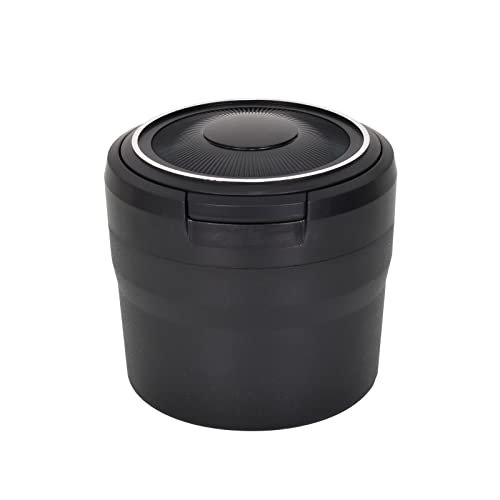 Colexy Tragbarer Reise Aschenbecher Auto mit LED Licht, Abnehmbarer Rauchfreien Zigarette Aschenbecher mit Deckel für Autos, Vans, Camping, Zuhause, Büro und Reisen (Schwarz) von Colexy