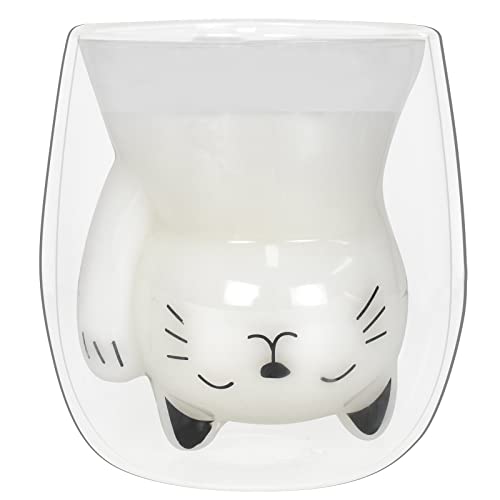 Colexy Doppelwandige Kaffeegläser, Teegläser mit Schwarzer Katze Süße Cappuccino Tasse Latte Macchiato Milch Saft Gläser Kawaii Katze Geschenke für Frauen Geburtstagsgeschenke Espressotassen, 250ml von Colexy