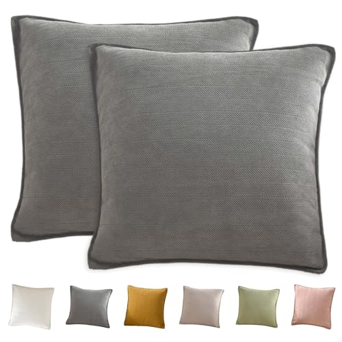 Dekorativer Kissenbezug aus Weichem Strukturiertem Chenille, Dekokissenbezug Sofakissen Couchkissen, Bauernhaus-Kissenbezug für Couch Sofa Schlafzimmer Wohnzimmer, 45 x 45 cm (Elefantengrau) von Colexy