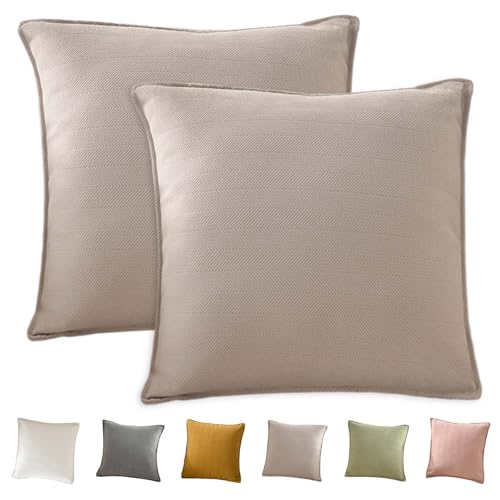 Dekorativer Kissenbezug aus Weichem Strukturiertem Chenille, Dekokissenbezug Sofakissen Couchkissen, Bauernhaus-Kissenbezug für Couch Sofa Schlafzimmer Wohnzimmer, 45 x 45 cm (Milchteefarbe) von Colexy