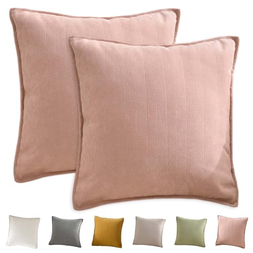Dekorativer Kissenbezug aus Weichem Strukturiertem Chenille, Dekokissenbezug Sofakissen Couchkissen, Bauernhaus-Kissenbezug für Couch Sofa Schlafzimmer Wohnzimmer, 45 x 45 cm (Rosa) von Colexy
