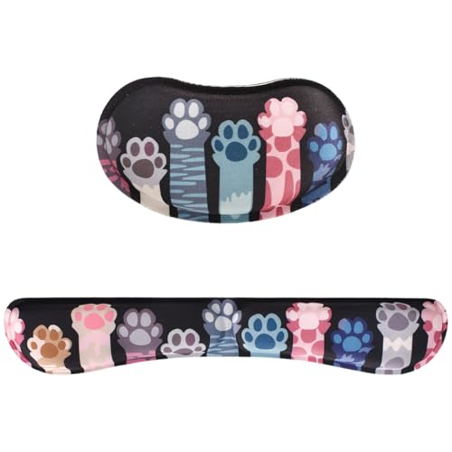 Katzenpfoten Tastaturauflage & Mauspad Set – Ergonomische Memory-Schaum Handgelenkstütze mit rutschfester Basis, Gaming- und Büro-Schreibtischunterlage für Computer, Laptop, Tippen und Arbeit Katzenpfoten Tastaturauflage & Mauspad Set – Ergonomische Memory-Schaum Handgelenkstütze mit rutschfester Basis, Gaming- und Büro-Schreibtischunterlage für Computer, Laptop, Tippen und Arbeit von Colexy