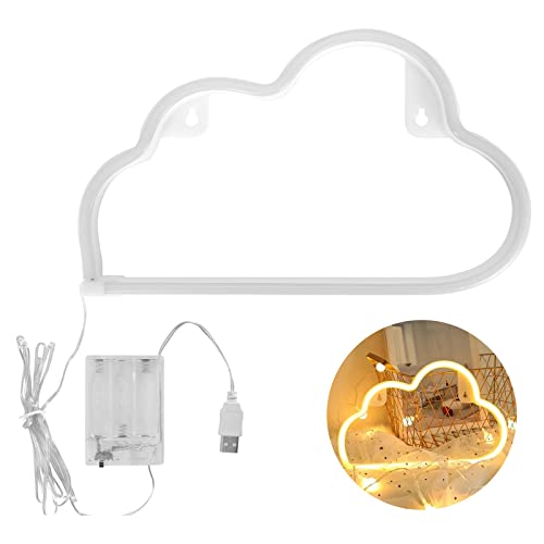 LED Wolke Neon Schild Neon Light Sign Cloud Deko, LED Wolke Neon Schild mit 2 Haken, USB oder Batterie Dekorlicht, für Wanddekoration fürWeihnachten Geburtstag Wohnzimmer Hochzeitsfest von Colexy