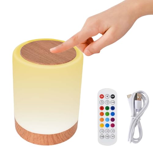 Nachttischlampe Touch Dimmbar, LED Tischlampe, Dimmbares Nachtlicht mit 13 Farben, Campinglampe, Tragbar LED Lampe Holzmaserung, Tischlampe Kabellos mit Timer für Schlafzimmer Wohnzimmer Kinderzimmer Nachttischlampe Touch Dimmbar, LED Tischlampe, Dimmbares Nachtlicht mit 13 Farben, Campinglampe, Tragbar LED Lampe Holzmaserung, Tischlampe Kabellos mit Timer für Schlafzimmer Wohnzimmer Kinderzimmer von Colexy