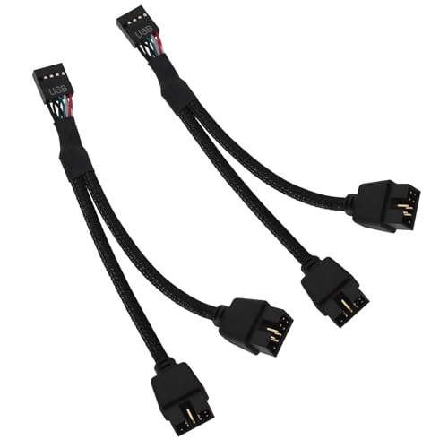 USB 2.0 9 Pin Splitter Mainboard, USB 2.0 9 Polige Buchse auf Doppel Verlängerungskabel, 2 Stück Schwarz Nylon geflochten USB Splitter 1 zu 2, USB Pin Splitter für Computer PC Mainboard USB 2.0 9 Pin Splitter Mainboard, USB 2.0 9 Polige Buchse auf Doppel Verlängerungskabel, 2 Stück Schwarz Nylon geflochten USB Splitter 1 zu 2, USB Pin Splitter für Computer PC Mainboard von Colexy