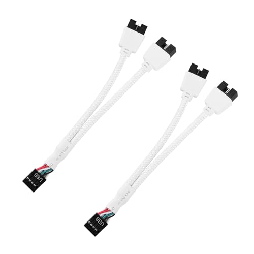 USB 2.0 9 Pin Splitter Mainboard, USB 2.0 9 Polige Buchse auf Doppel Verlängerungskabel, 2 Stück Weiß Nylon geflochten USB Splitter 1 zu 2, USB Pin Splitter für Computer PC Mainboard USB 2.0 9 Pin Splitter Mainboard, USB 2.0 9 Polige Buchse auf Doppel Verlängerungskabel, 2 Stück Weiß Nylon geflochten USB Splitter 1 zu 2, USB Pin Splitter für Computer PC Mainboard von Colexy