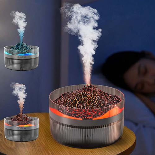 Vulkan Luftbefeuchter Flammen Aroma Diffusor, Ultraschall Ätherisches Öl Duft Diffusor mit 2L Großer Kapazität, 2 in 1 Ätherisches Öl Diffusor mit Timerfunktion für Schlafzimmer, Home Office von Colexy