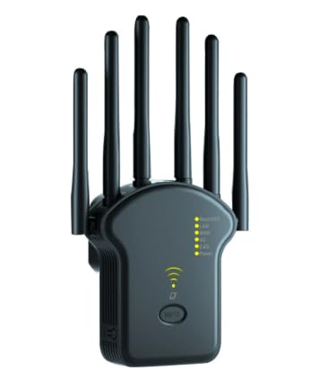 WLAN Repeater WLAN Verstärker 1200Mbit/s Dualband 2,4GHz+5GHz WiFi Booster mit Repeater/Router/Access Point Modus, 4 Antenne, WiFi Range Extender mit LAN/WAN PortA2. Für Zuhause Und Büro (Schwarz) von Colexy