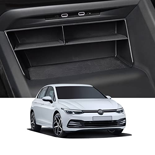 Coleya Mittelkonsole Aufbewahrungsbox Kompatibel mit VW Golf 8 GTI GTE GTD R Line 2020-2024, Golf 8 Zubehör Mittelarmlehne Handschuhfach, Golf 8 Armlehne Organizer Mit Rutschfestermatte (Schwarz) von Coleya