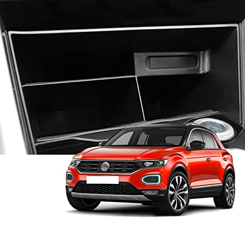 Coleya Mittelkonsole Aufbewahrungsbox Kompatibel mit VW T-ROC 2018-2024, T ROC Zubehör Mittelarmlehne Handschuhfach, T-ROC Armlehne Organizer Mit Rutschfestermatte (Schwarz) von Coleya