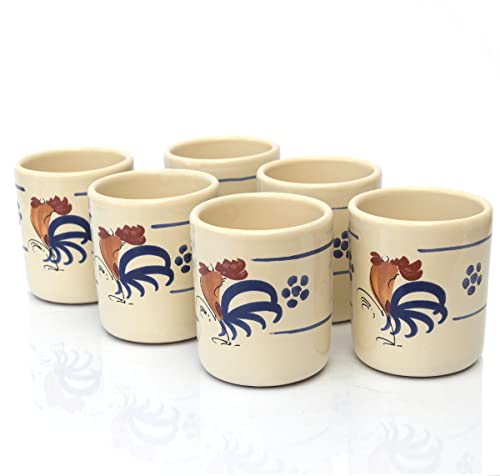 Colì Set aus zylindrischen Gläsern ohne Henkel Gallo Line, Terrakotta-Wasser- und Weinglas 6 Stück Majolika und Terrakotta seit 1650 von Colì