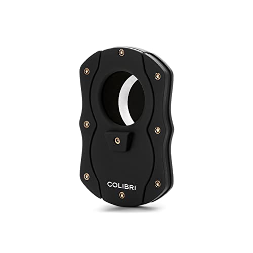 Colibri Cut | Doppel-Guillotine-Zigarrenschneider | Schwarz mit farbigen Klingen | Federauslöser | Bis zu 62 Ringmaß-Zigarren | Ergonomisches Design | Inklusive Geschenkbox von Colibri