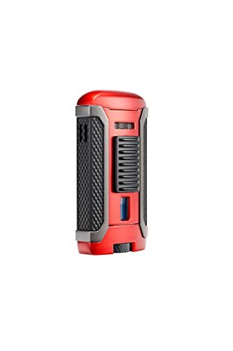 Colibri Apex Sturmfeuerzeug - Windbeständig - Extragroße Einstellrad - Jet Feuerzeug Mit Einzel Jetflamme - Mit Gas Nachfüllbar (Nicht Im Lieferumfang Enthalten) - Schöne Elegante Geschenkbox Rot von Colibri