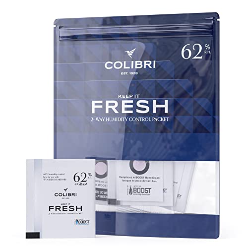 Colibri Fresh 2-Wege-Feuchteausgleich-Pads - 12er Pack à 4g zur Lagerung von Kräutern, Instrumenten & mehr - balanciert auf 62% relativen Luftfeuchtigkeit - Natriumfrei - Integra BOOST Technologie von Colibri