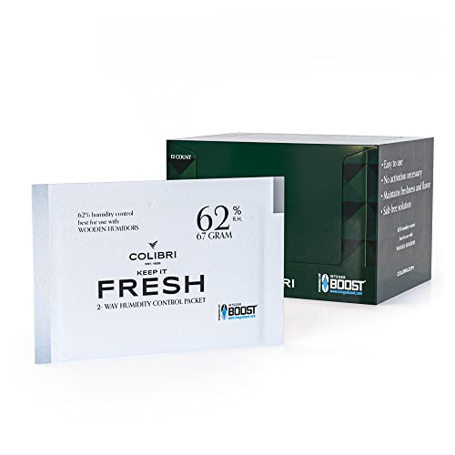 Colibri Fresh 2-Wege-Feuchteausgleich-Pads - 12er Pack à 67g zur Lagerung von Kräutern, Instrumenten & mehr - balanciert auf 62% relativen Luftfeuchtigkeit - Natriumfrei - Integra BOOST Technologie von Colibri
