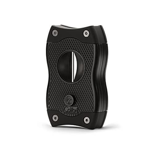 Colibri SV-Cut Zigarrenschneider | Schwarz | 2-In-1 S und V Schnitt |Federauslöser | Bis zu 66 Ringmaß-Zigarren | Ergonomisches Design | Inklusive Geschenkbox von Colibri