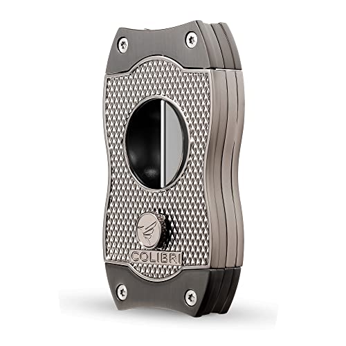 Colibri V-Cut Zigarrenschneider - Diamanten-Muster - Tiefer 7mm V-Schnitt - Bis zu 60+ Ringmaß Zigarren - Ergonomisches Design - Federbelasteter Auslösemechanismus - Inklusive Geschenkbox von Colibri