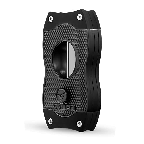 Colibri V-Cut Zigarrenschneider - Diamanten-Muster - Tiefer 7mm V-Schnitt - Bis zu 60+ Ringmaß Zigarren - Ergonomisches Design - Federbelasteter Auslösemechanismus - Inklusive Geschenkbox von Colibri