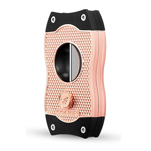 Colibri V-Cut Zigarrenschneider - Diamanten-Muster - Tiefer 7mm V-Schnitt - Bis zu 60+ Ringmaß Zigarren - Ergonomisches Design - Federbelasteter Auslösemechanismus - Inklusive Geschenkbox von Colibri