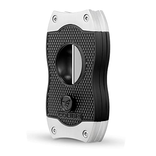 Colibri V-Cut Zigarrenschneider - Diamanten-Muster - Tiefer 7mm V-Schnitt - Bis zu 60+ Ringmaß Zigarren - Ergonomisches Design - Federbelasteter Auslösemechanismus - Inklusive Geschenkbox von Colibri