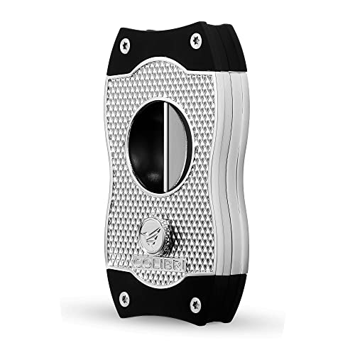 Colibri V-Cut Zigarrenschneider - Diamanten-Muster - Tiefer 7mm V-Schnitt - Bis zu 60+ Ringmaß Zigarren - Ergonomisches Design - Federbelasteter Auslösemechanismus - Inklusive Geschenkbox von Colibri