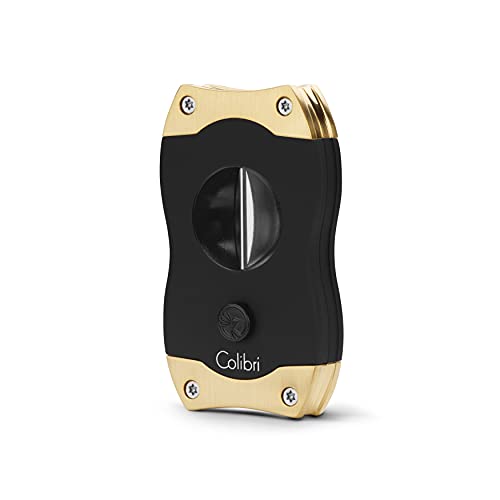 Colibri V-Cut Zigarrenschneider | Schwarz Mit Goldakzenten |Federauslöser | Tiefer 7mm V-Schnitt | Bis zu 60+ Ringmaß-Zigarren | Ergonomisches Design von Colibri