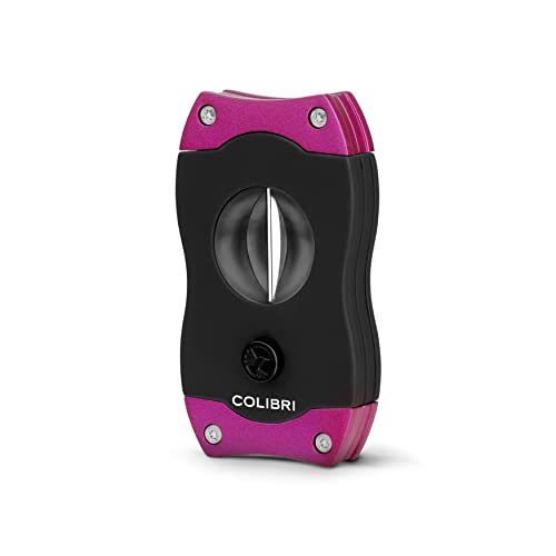 Colibri V-Cut Zigarrenschneider | Schwarz Mit Lilaakzenten |Federauslöser | Tiefer 7mm V-Schnitt | Bis zu 60+ Ringmaß-Zigarren | Ergonomisches Design von Colibri