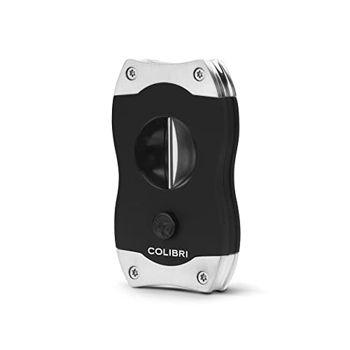 Colibri V-Cut Zigarrenschneider | Schwarz Mit chromakzenten | Federauslöser | Tiefer 7mm V-Schnitt | Bis zu 60+ Ringmaß-Zigarren | Ergonomisches Design von Colibri
