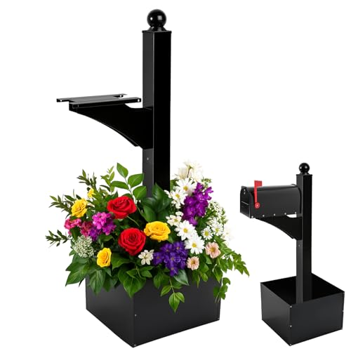 Colingmill Briefkastenpfosten aus Eisen für den Außenbereich, schwarz, Bodenmontage, 142 cm hoch, robuster architektonischer Ständer für die Verwendung mit Briefkasten (ohne E-Mail) von Colingmill