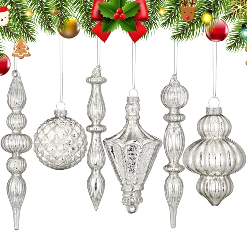 Colingmill Vintage Silber Weihnachten Quecksilber Glas Ornament Set 20 cm Endstück Ornamente 8,9 cm Hängende Weihnachtskugeln für Weihnachtsbaum Dekorationen Xmas Holiday Decor Colingmill Vintage Silber Weihnachten Quecksilber Glas Ornament Set 20 cm Endstück Ornamente 8,9 cm Hängende Weihnachtskugeln für Weihnachtsbaum Dekorationen Xmas Holiday Decor von Colingmill