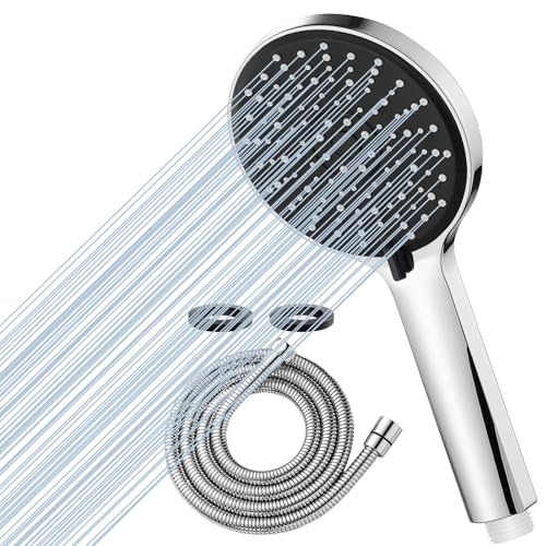 Colist Duschkopf und Schlauch, 2 m, Hochdruck-Duschköpfe mit 5 Sprühmodi, verstärkender Duschkopf, leistungsstarker Duschkopf für niedrigen Wasserdruck (schwarz) von Colist