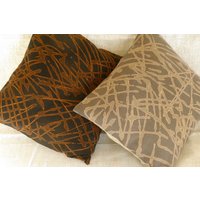 Handbemalter Leinenkissenbezug Rustikales Abstraktes Design, 45 X cm von CollaCloth