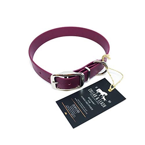 C&L Hundehalsband aus 25 mm BioThane®- [45-53cm] - weinrot - WN521 von Collar & Leash