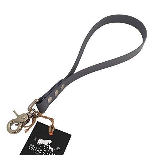 C&L Kurzführer Hundeleine für Mittel - Große Hunde aus 16 mm BioThane® / 25 cm / grau von Collar & Leash