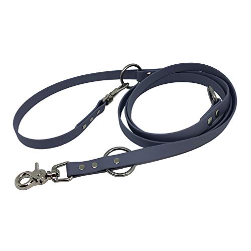 C&L Verstellbare Führleine - 3fach - für Hunde, robust, wetterfest, aus 19 mm BETA BIOTHANE® - 2,00 Meter - grau - GY523 von Collar & Leash