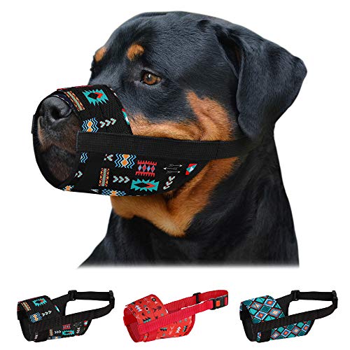 CollarDirect Maulkorb für Hunde – Verstellbarer, weicher, atmungsaktiver Mundschutz aus Tribal-Nylon für kleine, mittlere und große Hunde, Anti-Kauen, Bellen (L/XL) von CollarDirect