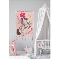 xl Personalisierte Baby Mädchen Rosa Zirkus Pferd Zimmer Wand-Dekor Mit Quaste, Getuftete Wandbehang, Maßgeschneiderte Mini Teppich, Kinderzimmer von CollartHandmade