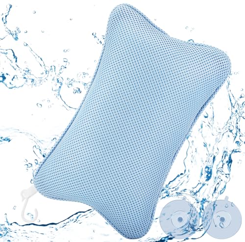 Collazoey Badewannenkissen,Badekissen für Badewanne,mit 2 starken Saugnäpfen,für festen Halt Ergonomisches Spa-Badewannenkissen,Kissen für optimale Nacken Entspannung (Blau) von Collazoey