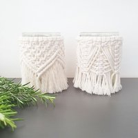 2Er Set Makramee Windlicht Als Teelicht Oder Kerzenhalter Im Boho Design Dekoration | Deko von CollectYourDreams