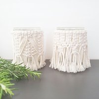 2Er Set Makramee Windlicht Als Teelicht Oder Kerzenhalter Im Boho Design Dekoration von CollectYourDreams