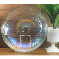 14" Fasching Glas Serviertablett Floral Design Irisierend Regenbogen Platte Große Tortenplatte Babyparty Party Dekorationen Geschenke Für Mama von CollectedAndCoolShop
