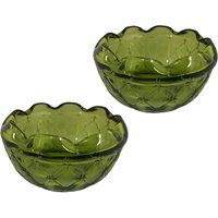 Set Von 2 Mid Century Grün Glas Schüsseln Vintage 60Er Jahre Indoor Übertopf Bauernhaus Garten Party Frühling Dekor Gesteppt Diamant Muster von CollectedAndCoolShop