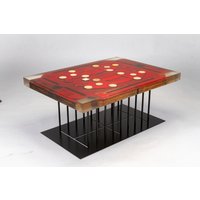 Handgemachter Epoxy Couchtisch Aus Vintage Fabrikholzform Den 1960Er Jahren von Collecthor