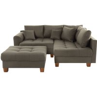 Home affaire Ecksofa "Rice L-Form inkl. Hocker", (Set, mit Hocker), mit Bonnellfederkern, Hocker & Kissen, Ottomane beidseitig montierbar von home affaire
