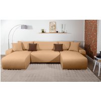 COLLECTION AB Wohnlandschaft "Paola U-Form" inkl. Schlaffunktion, Stauraum, Zierkissen und Bonnellfederkern von Collection Ab
