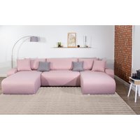 COLLECTION AB Wohnlandschaft "Paola U-Form" inkl. Schlaffunktion, Stauraum, Zierkissen und Bonnellfederkern von Collection Ab