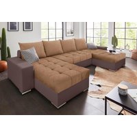 COLLECTION AB Wohnlandschaft "XL-Josy U-Form, Breite 313 cm, Kunstleder-Mix, Microfaser", inkl. Bettfunktion, Bettkasten, mit 4 gleich großen Rückenkissen von Collection Ab