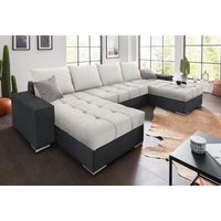 COLLECTION AB Wohnlandschaft "XL-Josy U-Form, Breite 313 cm, Kunstleder-Mix, Microfaser", inkl. Bettfunktion, Bettkasten, mit 4 gleich großen Rückenkissen von Collection Ab